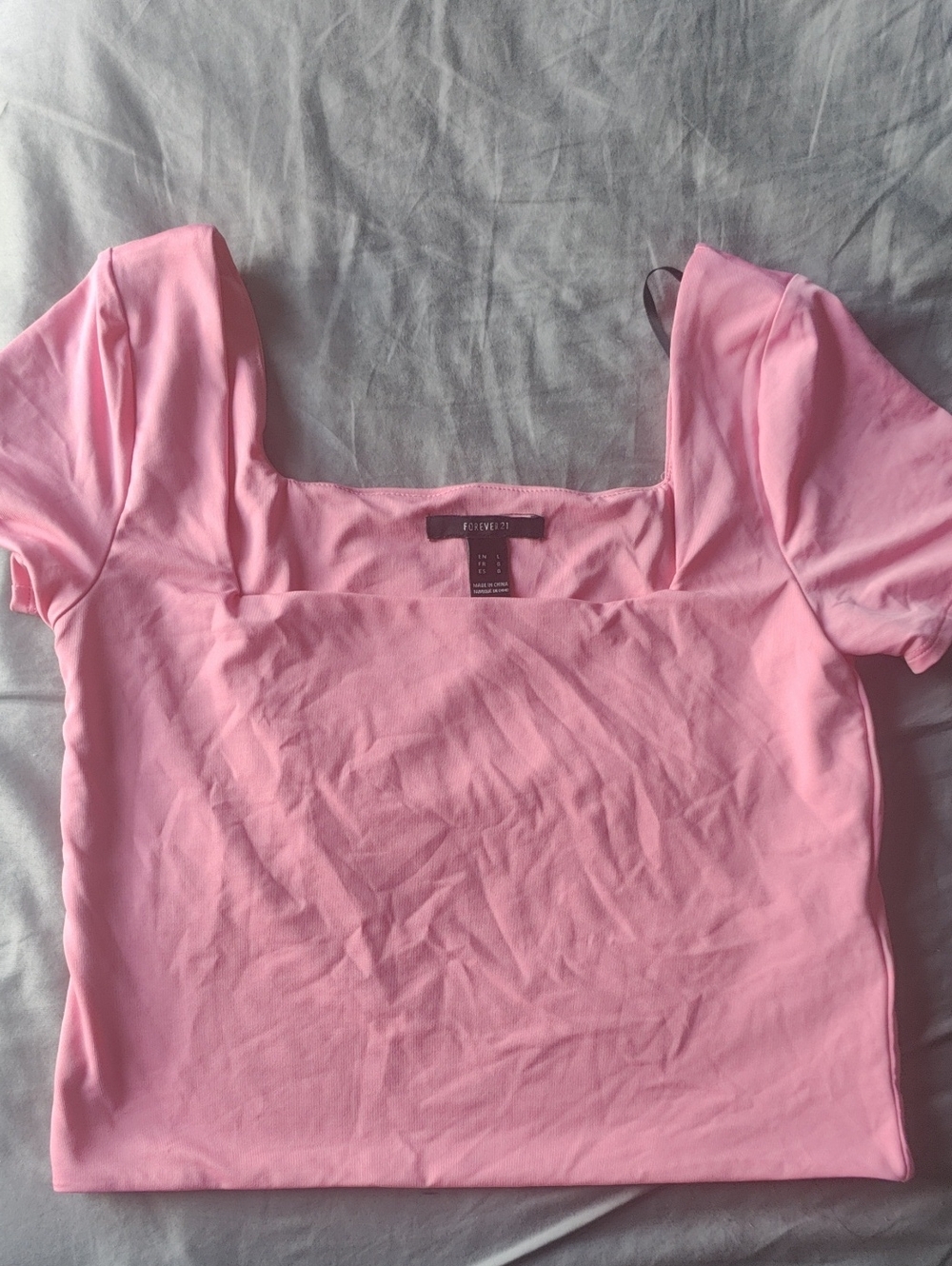 Forever 21 Baby Pink Square-Neck Crop Tee